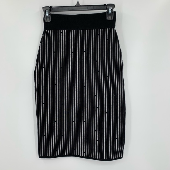 DVF Diane von Furstenberg Vidhi Larsen black white stripe skirt knit new Small - Picture 2 of 5